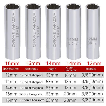 Handy Wrench for Routine Car Spark Plug Maintenance at Home chrome vanadium spark plug sockets set 12–16mm for DIY garage tune-ups