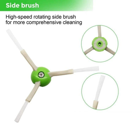 iRobot Roomba Side Brush Set for I7+, E5, E6 - 5 Pieces - green three-arm replacement side brush for robot vacuum, durable plastic bristles