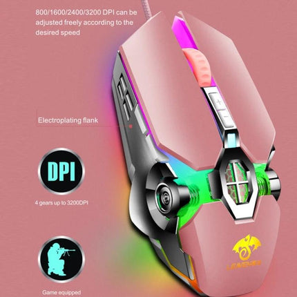 Leaven Wired RGB Gaming Mouse for Office and Gaming pink ergonomic wired mouse with customizable RGB lighting and DPI buttons