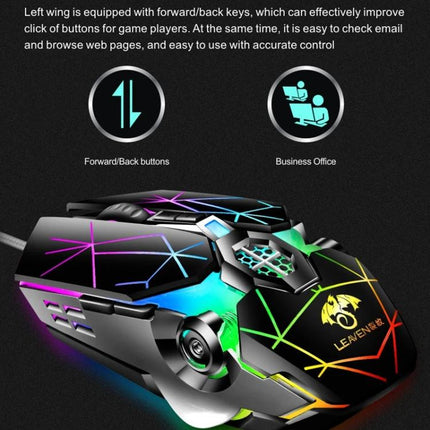 Leaven Wired RGB Gaming Mouse for Office and Gaming ergonomic wired mouse with customizable RGB lighting and forward/back buttons