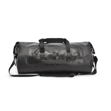 AFISHTOUR 40L Waterproof Motorcycle Rear Seat Bag Yellow Black shown in black waterproof 500D PVC roll-top duffel for rear-seat mounting