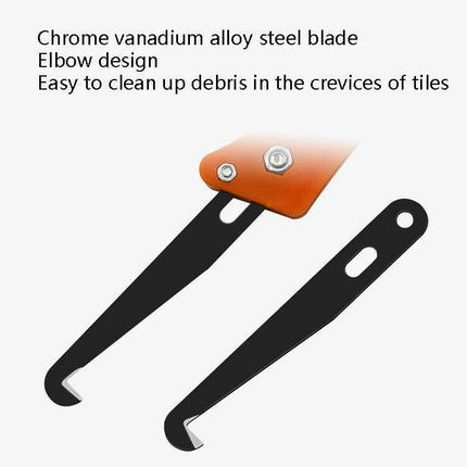 Tile Seam Cleaning Tool Groover 21 cm For Tile Joints - 21cm elbow chrome vanadium blade with non-slip handle for cleaning grout and tile crevices