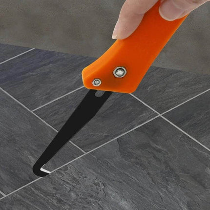 Tile Seam Cleaning Tool Groover 21 cm For Tile Joints with orange non-slip handle and elbow blade cleaning grout joints