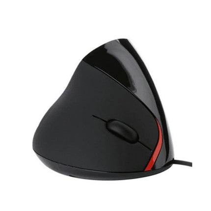 Ergonomic Vertical Wired Mouse for Daily Computer Use in Multiple Colors - black vertical wired ergonomic mouse with red accent, wired cable