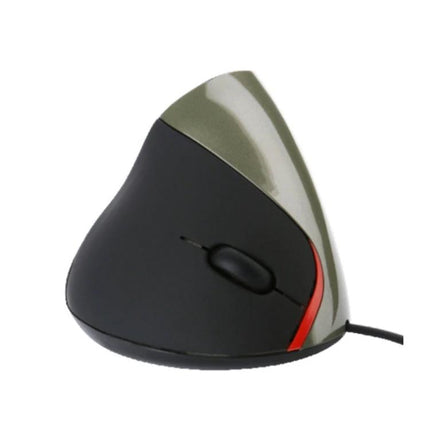 Ergonomic Vertical Wired Mouse for Daily Computer Use in Multiple Colors - wired vertical mouse with upright grip, black and olive body and red accent