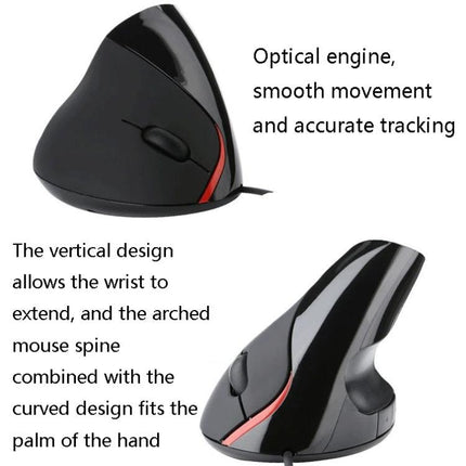 Ergonomic Vertical Wired Mouse for Daily Computer Use in Multiple Colors - black vertical ergonomic wired mouse promoting natural wrist position