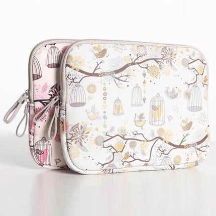 LiSEN Protective Bag for 10 to 15 Inch Notebooks and Tablets with floral birdcage print, padded sleeve for laptops and tablets