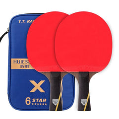 Raquette de tennis de table HUIESON Six Star 5 couches avec pointe d'aile de poulet + 2 couches de carbone double face continue, une paire