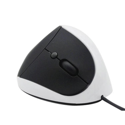 Ergonomic Vertical Mouse for Comfortable Daily Computing - white and black wired upright mouse with DPI button promoting natural hand position