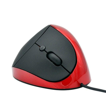 Ergonomic Vertical Mouse for Comfortable Daily Computing - red wired upright ergonomic mouse with DPI button for reduced wrist strain