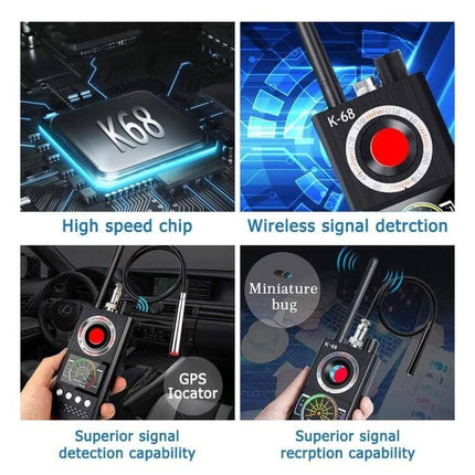 K68 Signal Detector for Privacy Protection in Daily Use - compact wireless signal and hidden camera finder for hotel, car, meeting privacy