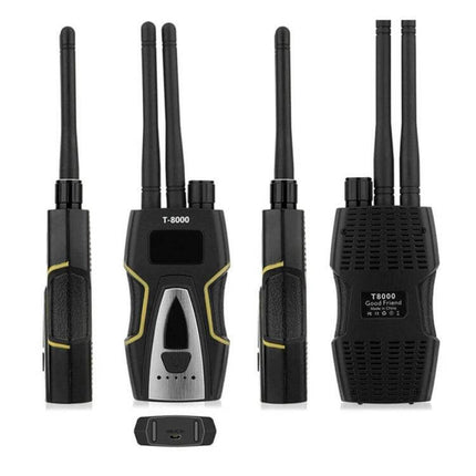 Wireless Signal Detector for GPS and Hidden Camera Protection - hand-held T-8000 device with antennas for detecting GPS trackers and hidden cameras