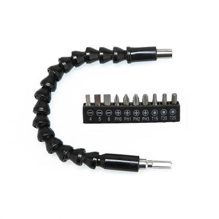 Electric Drill Accessory Set With Universal Joint For DIY Home Projects flexible shaft and bit set for tight corners and angled drilling