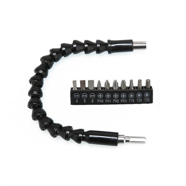Electric Drill Accessory Set With Universal Joint For DIY Home Projects showing flexible shaft and multiple driver bits for tight corners and repairs