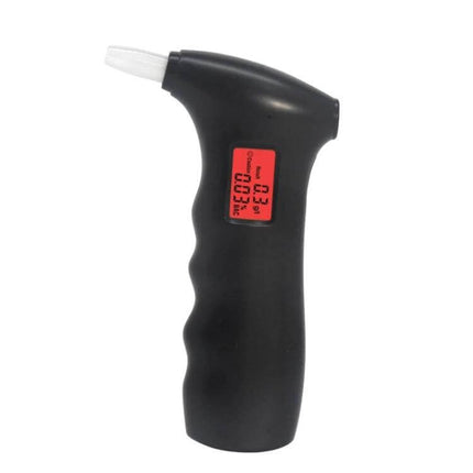 Compact Portable Digital Breath Alcohol Tester for Quick Checks - handheld black tester with red LCD display and mouthpiece