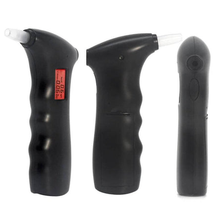 Compact Portable Digital Breath Alcohol Tester for Quick Checks - black handheld breathalyzer with display and mouthpiece