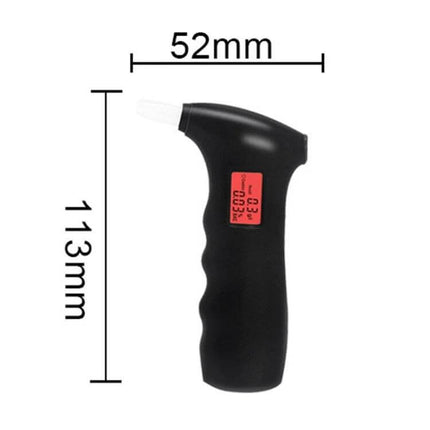 Compact Portable Digital Breath Alcohol Tester for Quick Checks - black handheld device with 113mm x 52mm dimensions and red display