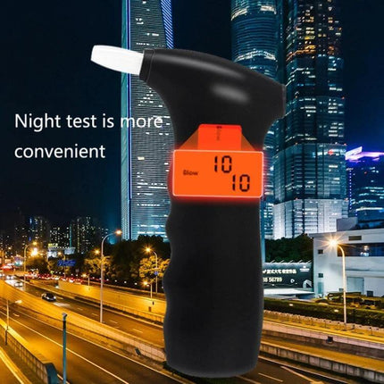 Compact Portable Digital Breath Alcohol Tester for Quick Checks with night-view LED display showing result 0.10