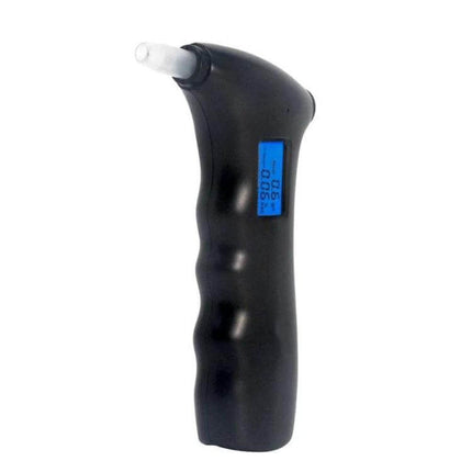 Compact Portable Breath Alcohol Tester for Everyday Safety Checks - black handheld unit with blue backlight digital display