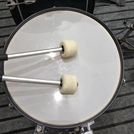 Essential Drumsticks for Daily Music Practice Sessions wool felt mallets with stainless steel shafts on snare drum