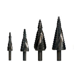 Triangular Shank Adjustable Spiral Flute Step Drill Bit Set (4-12mm)