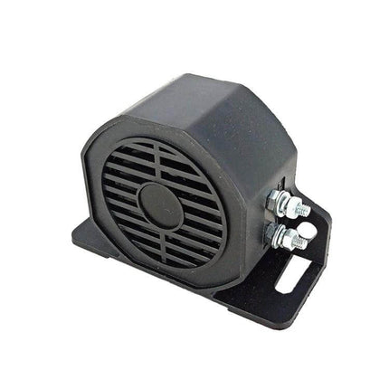 Waterproof Reversing Horn for Cars, Trucks, and Excavators - black waterproof reversing horn mounted on bracket for construction and urban safety