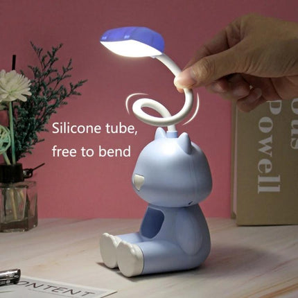 Cartoon Desk Lamp with Pen Holder for Student Study Sessions - bendable silicone tube illuminating homework