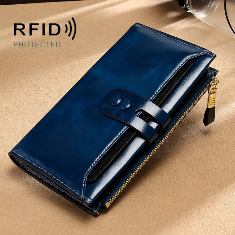 Vintage RFID-Blocking Leather Wallet for Women with Multiple Card Slots and Detachable Clutch