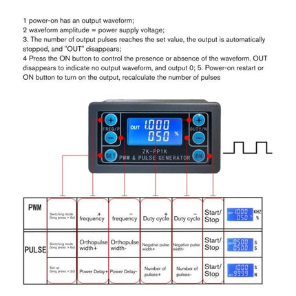 Adjustable PWM Signal Generator for Motor Control and Dimming - compact PWM pulse generator with LCD display for motor speed and dimming control