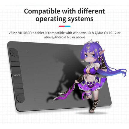 VEIKK Drawing Tablet for Digital Art and Mobile Connectivity 10x6in active area Type-C sketching editing annotating on laptop tablet Android
