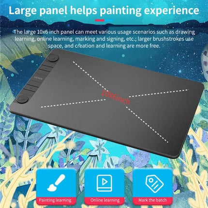 VEIKK Drawing Tablet for Digital Art and Mobile Connectivity 10x6 inch active area with Type-C for sketching, photo editing, and Android annotation
