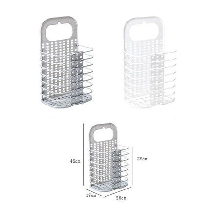 Folding Basket for Bathroom Laundry and Toy Storage - collapsible plastic organizer with handle, 46cm height, stores bath toys and dirty clothes