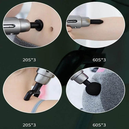 Fascia Massager Mini For Everyday Full Body Relief being used on abdomen arm neck and shoulder for targeted fascia and muscle relief