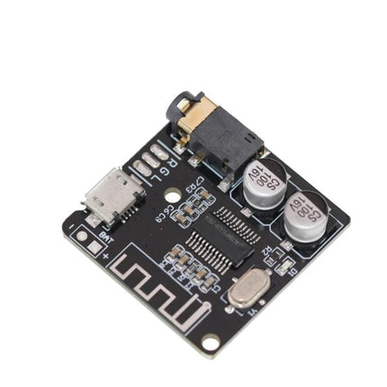 DIY Bluetooth 4.1 Audio Receiver Module for Car Audio Projects - compact board with micro USB, 3.5mm jack, antenna trace and capacitors for car/home audio