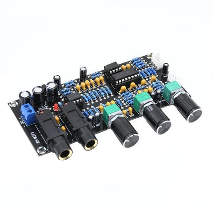 Adjustable Karaoke Microphone Amplifier Board for Singing and Music Mixing with knobs and input jacks on PCB for voice and music balancing