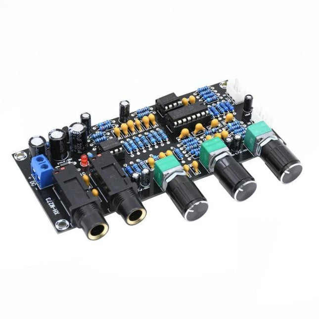 Adjustable Karaoke Microphone Amplifier Board for Singing and Music Mixing with knobs and input jacks on PCB for voice and music balancing