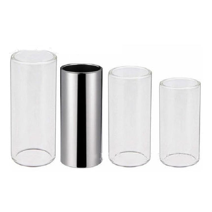 Guitar Accessories Set for Daily Practice Sessions - chrome and clear glass slide set with carrying case for practice comfort