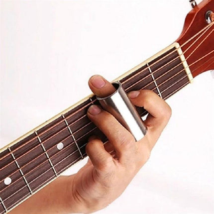 Guitar Accessories Set for Daily Practice Sessions – metal slide and finger pick on acoustic guitar neck for smoother, comfortable practice
