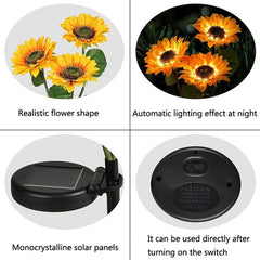 Luz solar decorativa de girasol LED para jardín, césped y paisaje