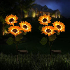 Luz solar decorativa de girasol LED para jardín, césped y paisaje