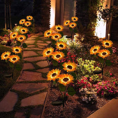 Luz solar decorativa de girasol LED para jardín, césped y paisaje