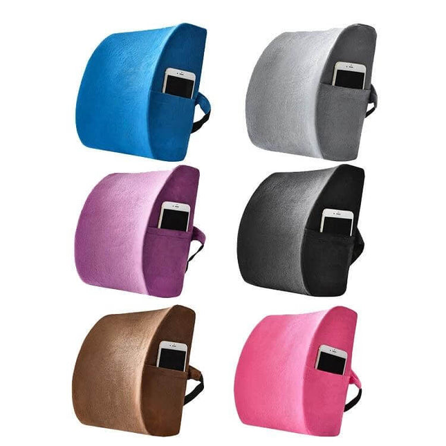 Office Waist Cushion Car Pillow Memory Foam Gel For Home Use - six colored lumbar support pillows with side phone pocket
