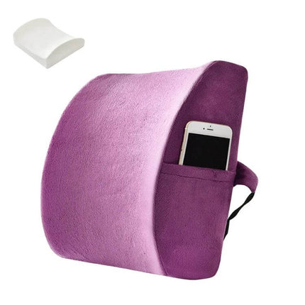 Office Waist Cushion Car Pillow Memory Foam Gel For Home Use - purple lumbar support pillow with phone pocket, cooling contoured design