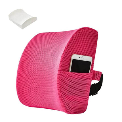 Office Waist Cushion Car Pillow Memory Foam Gel For Home Use - pink lumbar support pillow with mesh cover and side phone pocket