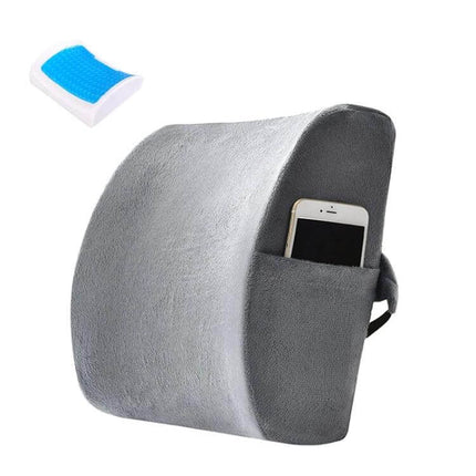 Office Waist Cushion Car Pillow Memory Foam Gel For Home Use - gray lumbar support pillow with cooling gel insert and side phone pocket