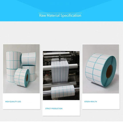 Waterproof Thermal Paper Barcode Stickers for Shipping Labels - rolls of white thermal barcode label stickers on production line