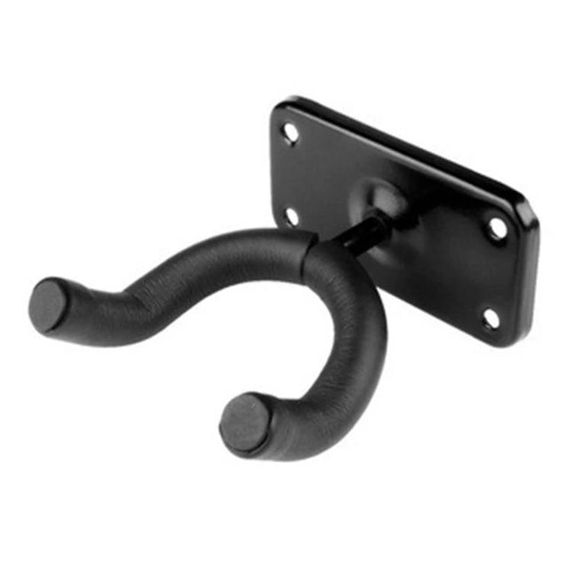 Wall Mounted Hook for Storing Guitars in Home Spaces - black padded guitar wall hanger, protects instrument and saves floor space