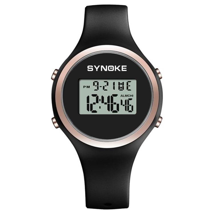 SYNOKE 9108 Student Silicone Strap Electronic Watch Black Pink