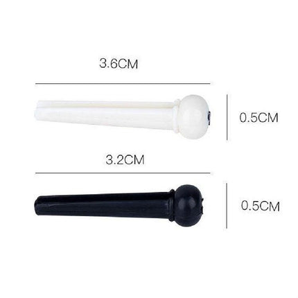 Plastic Conical Pins for Everyday Guitar String Maintenance - white and black ABS bridge pins with measurements 3.6cm/3.2cm 0.5cm