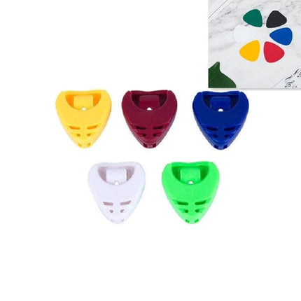 A storage box for keeping guitar picks organized in daily practice in colorful heart and triangle designs for pocket or case